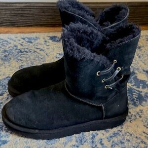 UGG Black Ankle Boots with Fur Lining